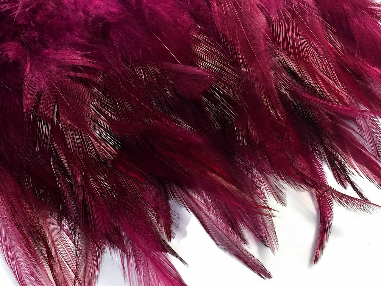 1 Yard - Magenta Rooster Neck Hackle Saddle Feather Wholesale Trim