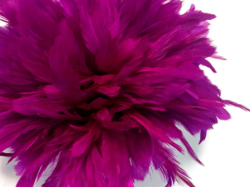 1 Yard - Magenta Bleached & Dyed Strung Rooster Schlappen Wholesale Feathers (Bulk)