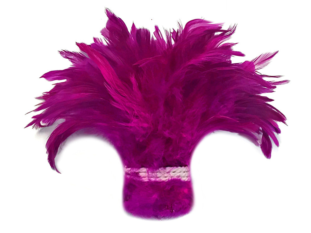 4 Inch Strip - Purple Bleached & Dyed Strung Rooster Schlappen Feathers