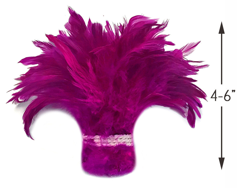 4 Inch Strip - Purple Bleached & Dyed Strung Rooster Schlappen Feathers