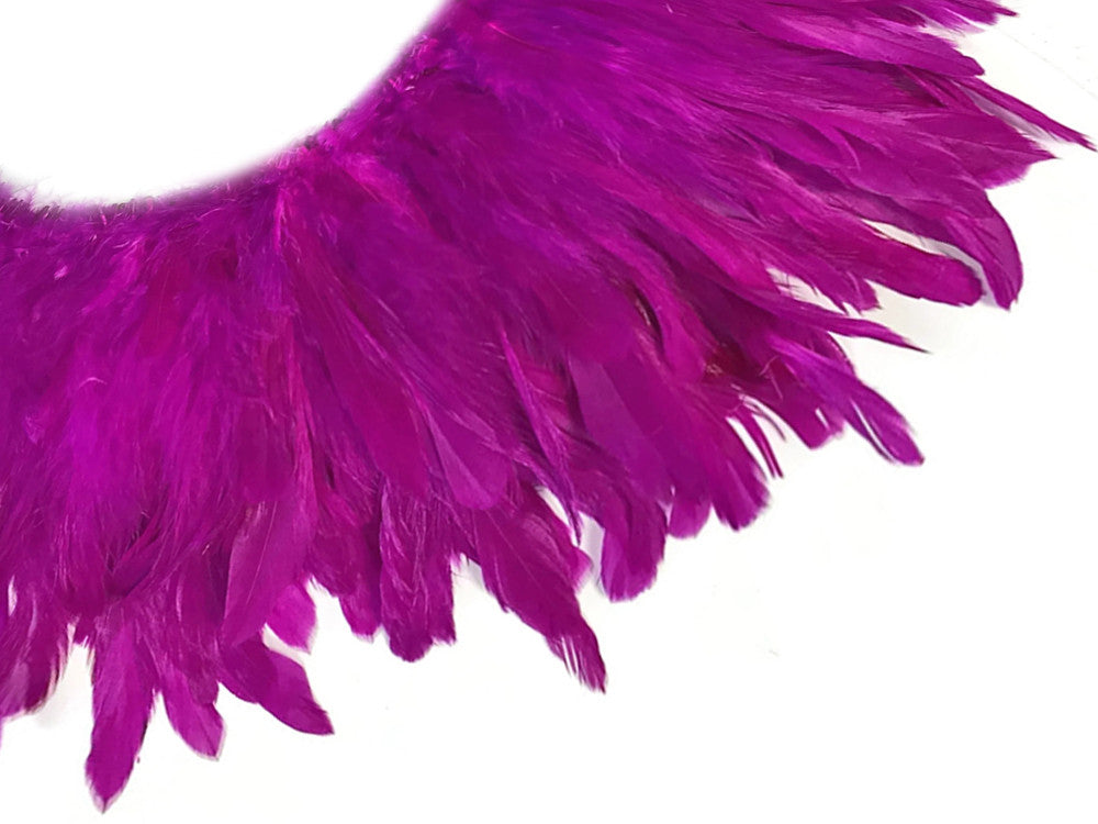 4 Inch Strip - Magenta Bleached & Dyed Strung Rooster Schlappen Feathers