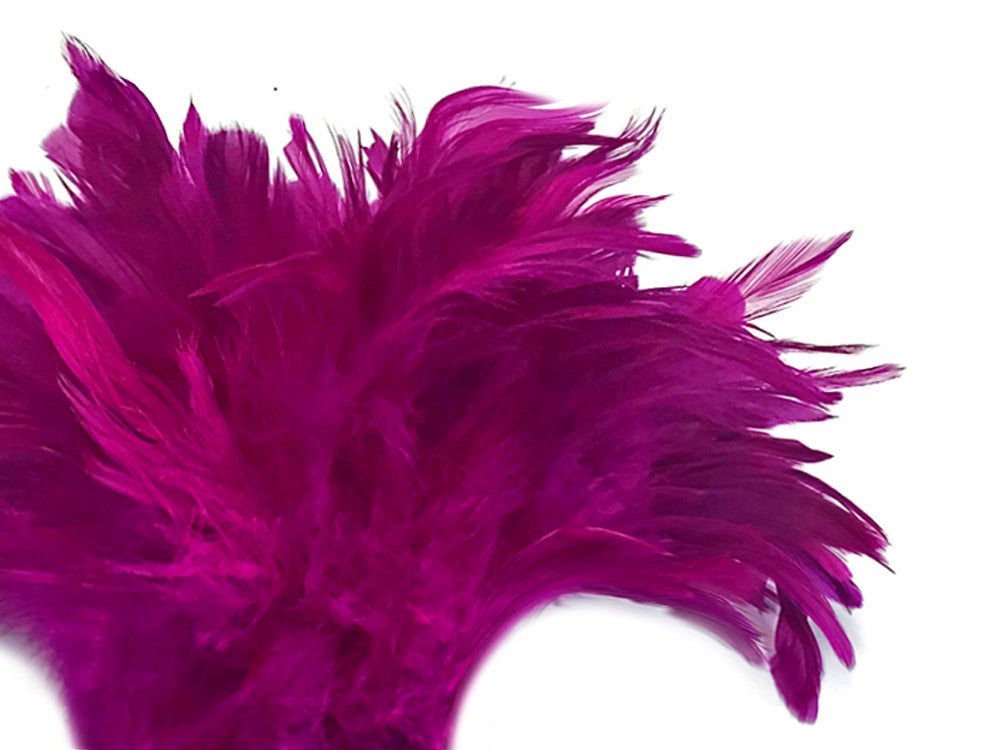 1 Yard - Magenta Bleached & Dyed Strung Rooster Schlappen Wholesale Feathers (Bulk)