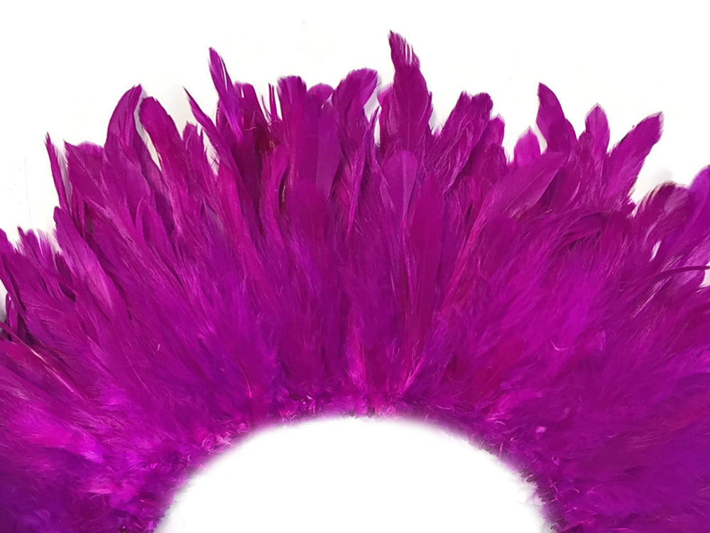 1 Yard - Magenta Bleached & Dyed Strung Rooster Schlappen Wholesale Feathers (Bulk)