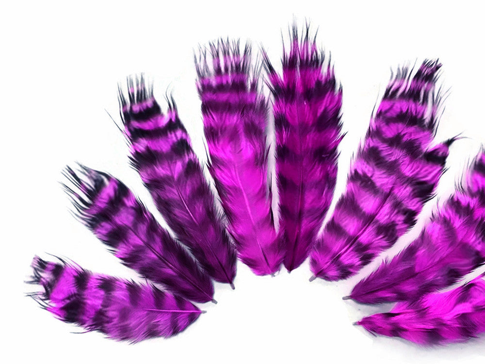 1 Dozen - Magenta Grizzly Mini Rooster Chickabou Fluff Whiting Hair Feathers