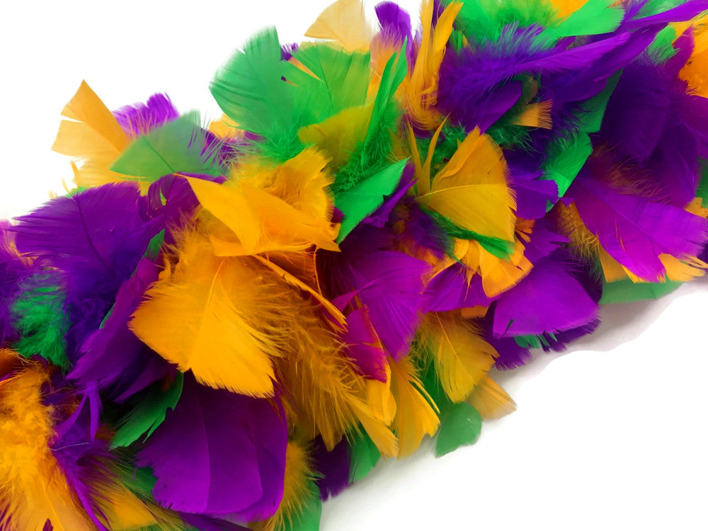 2 Yards - Mardi Gras Heavy Weight Turkey Flat Feather Boa, 150 Gram