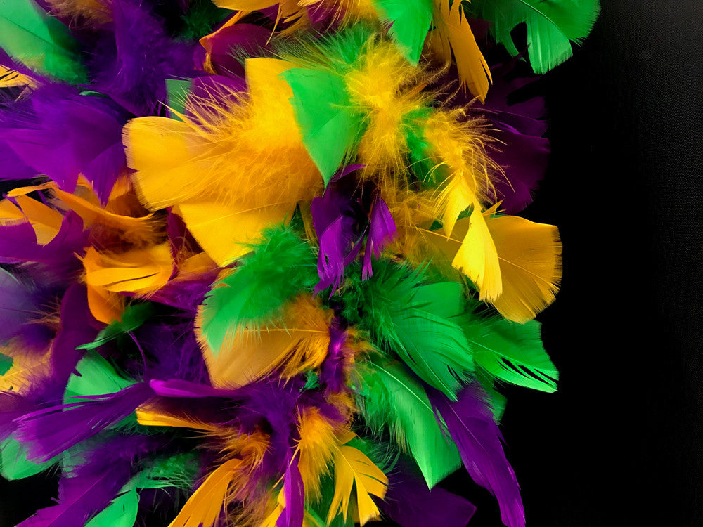 2 Yards - Mardi Gras Heavy Weight Turkey Flat Feather Boa, 150 Gram