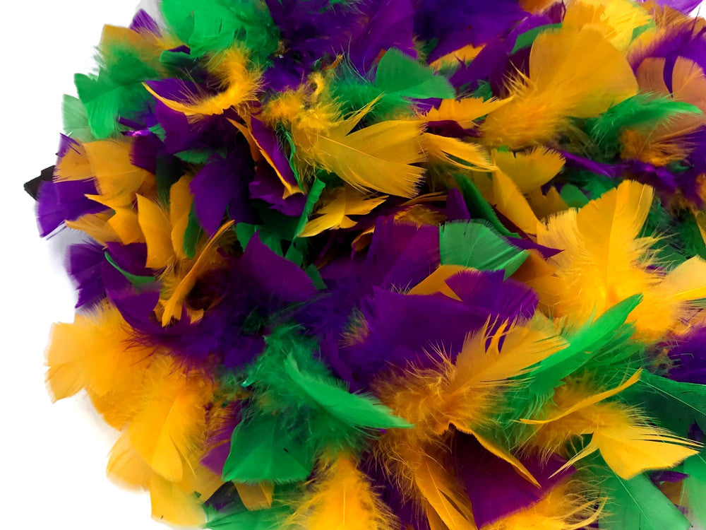 2 Yards - Mardi Gras Heavy Weight Turkey Flat Feather Boa, 150 Gram