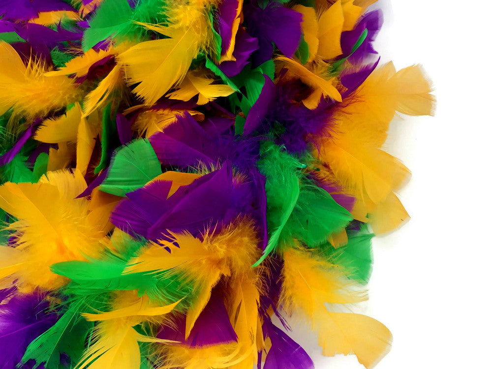 2 Yards - Mardi Gras Heavy Weight Turkey Flat Feather Boa, 150 Gram