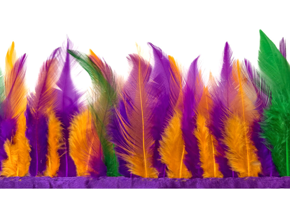 1 Yard - Multicolor Mardi Gras Rooster Neck Hackle Saddle Feather Wholesale Trim (Copy)
