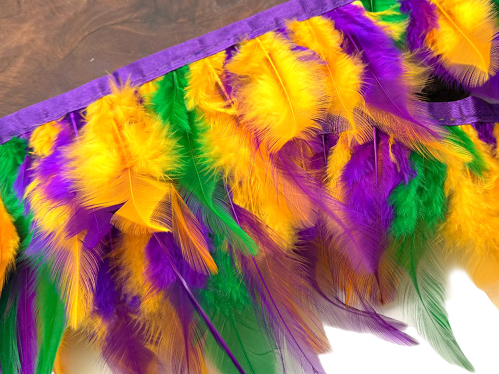 1 Yard - Multicolor Mardi Gras Rooster Neck Hackle Saddle Feather Wholesale Trim (Copy)
