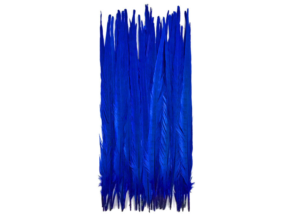 50 Pieces - 18-22" Midnight Blue Bleached & Dyed Long Ringneck Pheasant Tail Wholesale Feathers (Bulk)