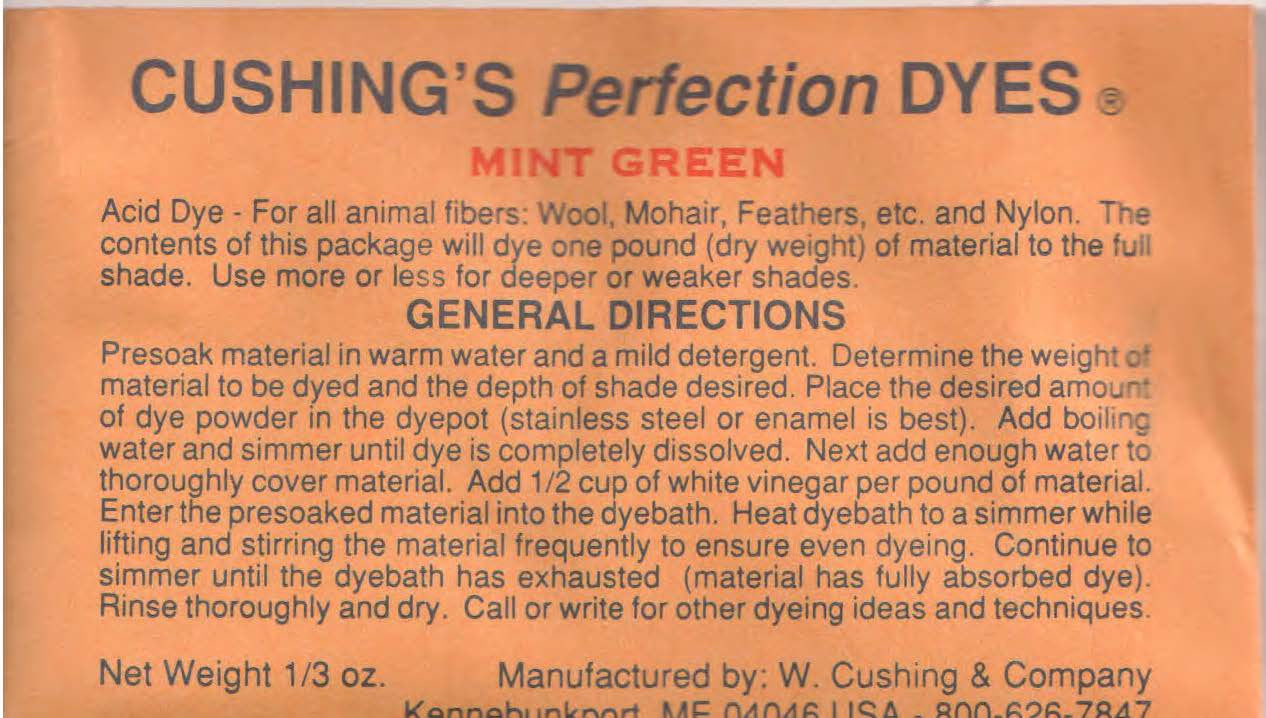 Mint Green Cushing Acid Dye