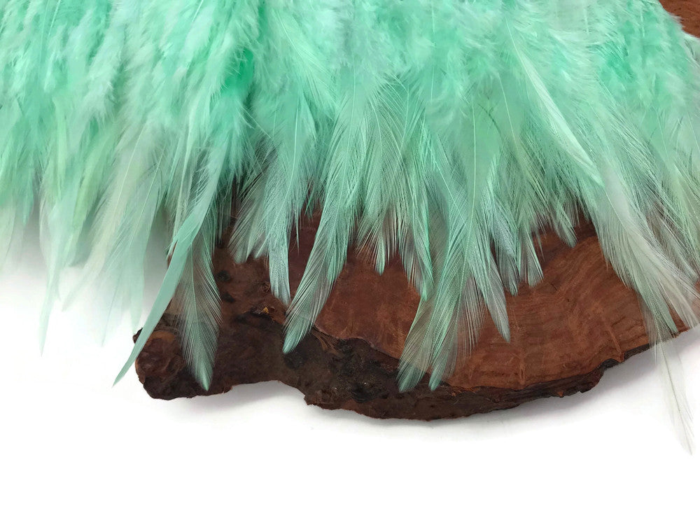 1 Yard - Aqua Green Rooster Neck Hackle Saddle Feather Wholesale Trim