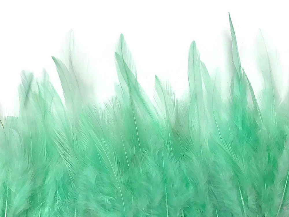 1 Yard - Aqua Green Rooster Neck Hackle Saddle Feather Wholesale Trim