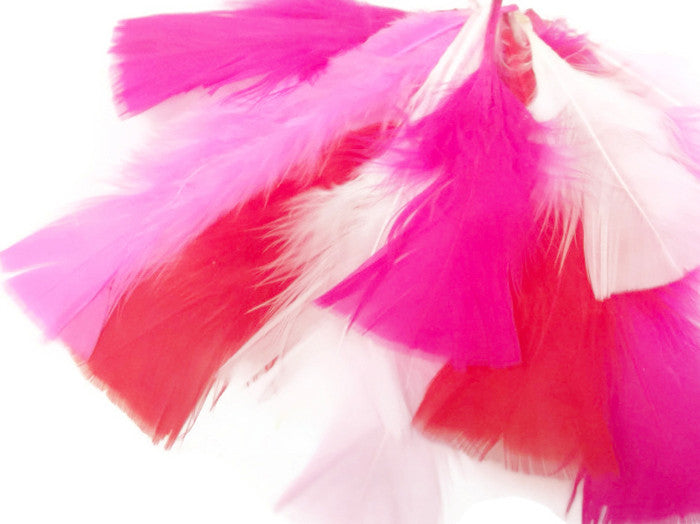 1/4 Lb - Candy Pink Turkey T-Base Wholesale Body Plumage Feathers (Bulk)