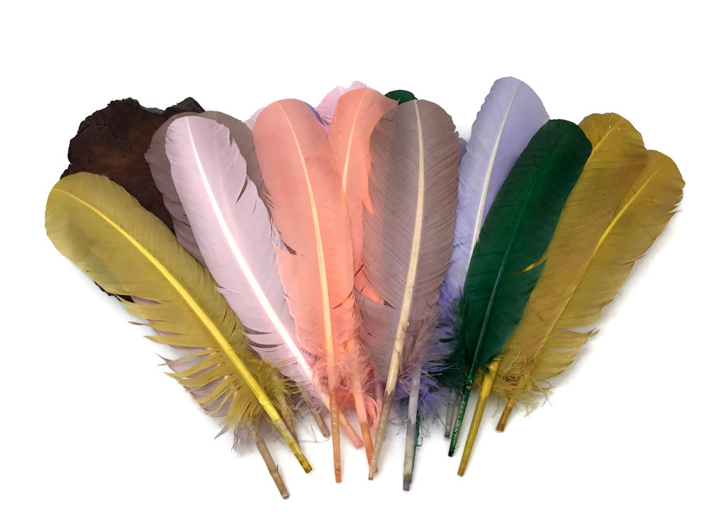 1 Lb. - Hunter Green Turkey Tom Rounds Secondary Wing Quill Wholesale Feathers (Bulk)