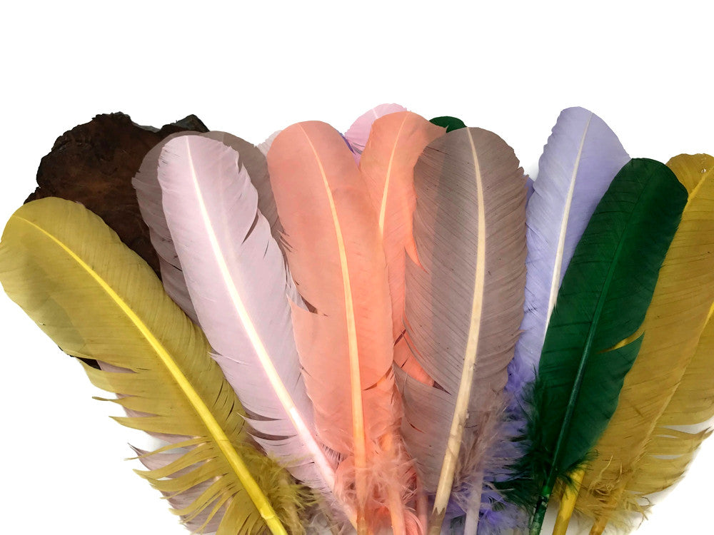 1/4 Lb - Hunter Green Turkey Tom Rounds Secondary Wing Quill Wholesale Feathers (Bulk)