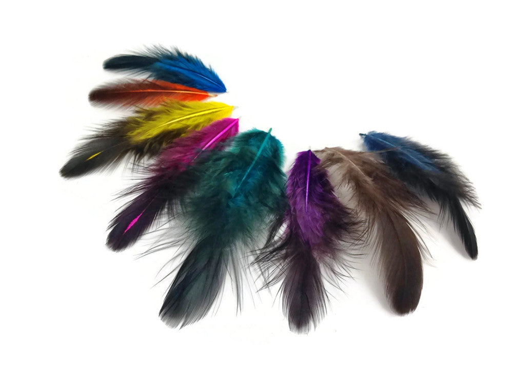 1 Pack - Colorful Mix Hen Saddle Half Bronze Feathers 0.10 Oz.