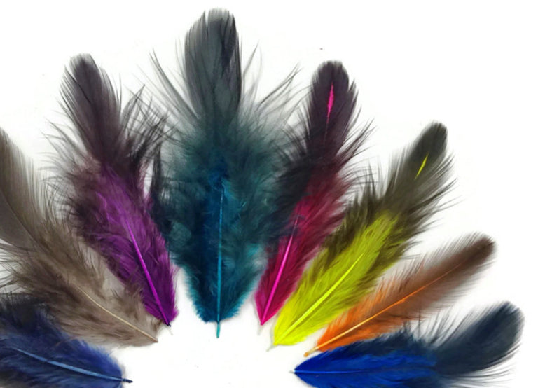 1 Pack - Rainbow Colorful Mix Hen Saddle Half Bronze Whiting Farm Feathers 0.10 Oz.
