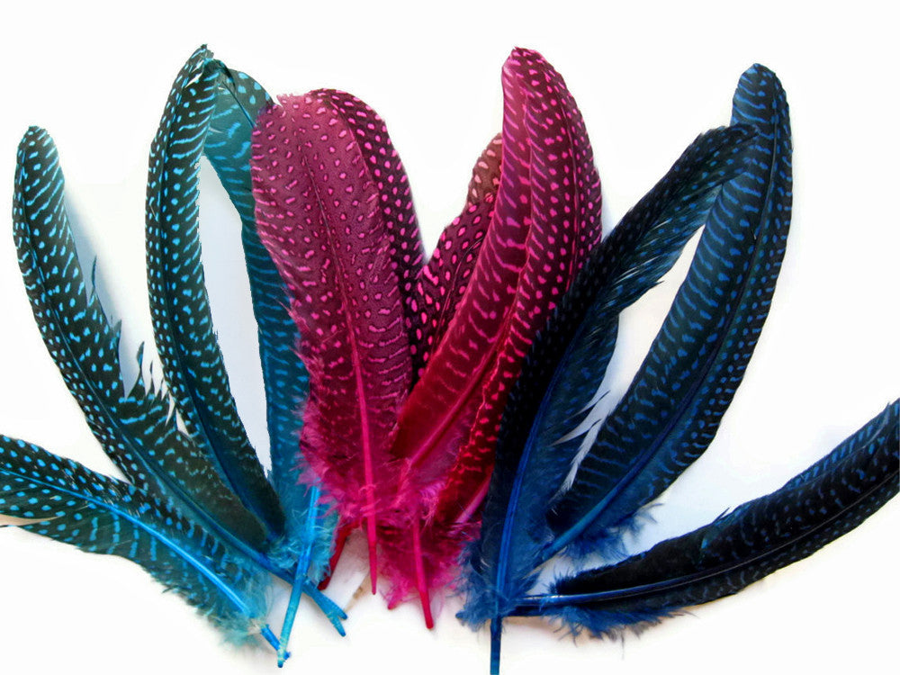 1/8 lb. Hot Pink Polka Dot Guinea Fowl Wing Quills Wholesale Feathers (Bulk)