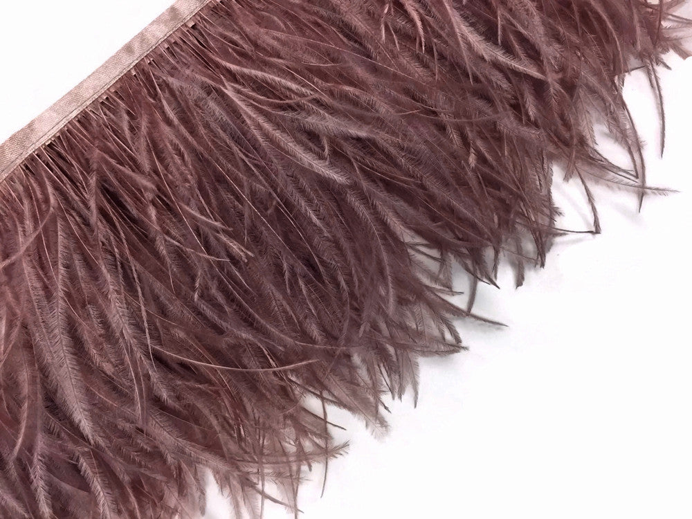 1 Yard - Mocha Ostrich Fringe Trim Wholesale Feather (Bulk)