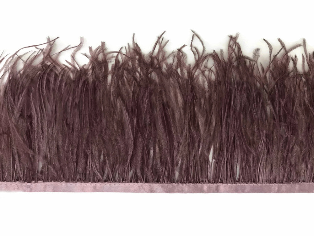 1 Yard - Mocha Ostrich Fringe Trim Wholesale Feather (Bulk)