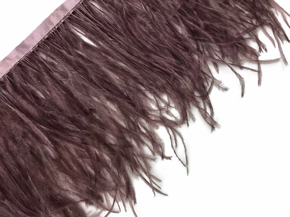 6 Inch Strip - Mocha Ostrich Fringe Trim Feather