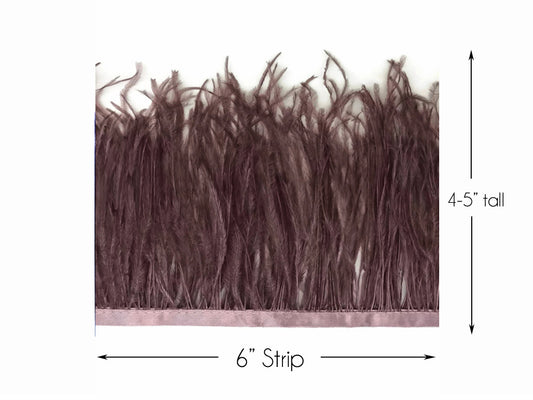 6 Inch Strip - Mocha Ostrich Fringe Trim Feather