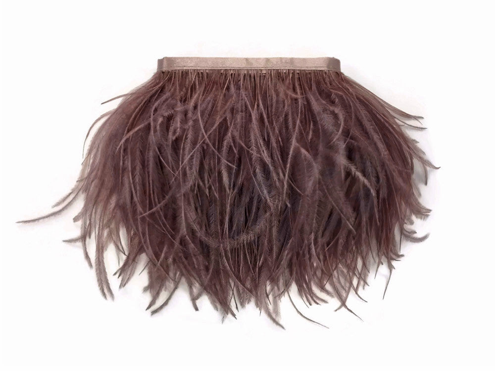 6 Inch Strip - Mocha Ostrich Fringe Trim Feather