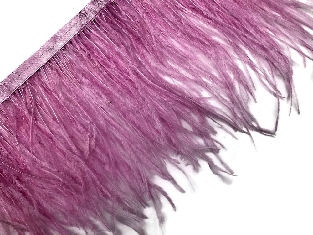 6 Inch Strip - Mauve Purple Ostrich Fringe Trim Feather