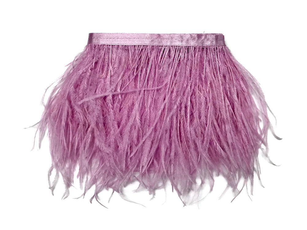 6 Inch Strip - Mauve Purple Ostrich Fringe Trim Feather