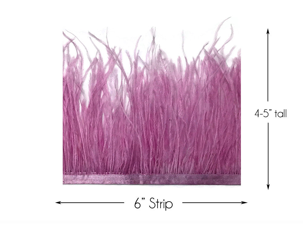 6 Inch Strip - Mauve Purple Ostrich Fringe Trim Feather