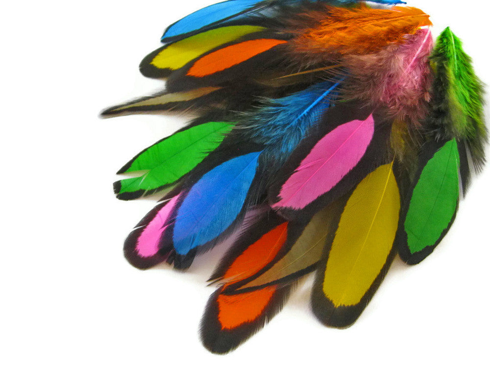 1 Dozen - Multi Color Whiting Farms Laced Hen Saddle Mix Feathers