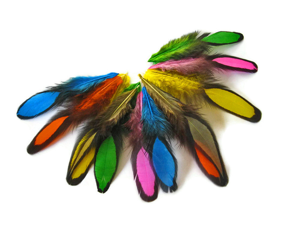 1 Dozen - Multi Color Whiting Farms Laced Hen Saddle Mix Feathers