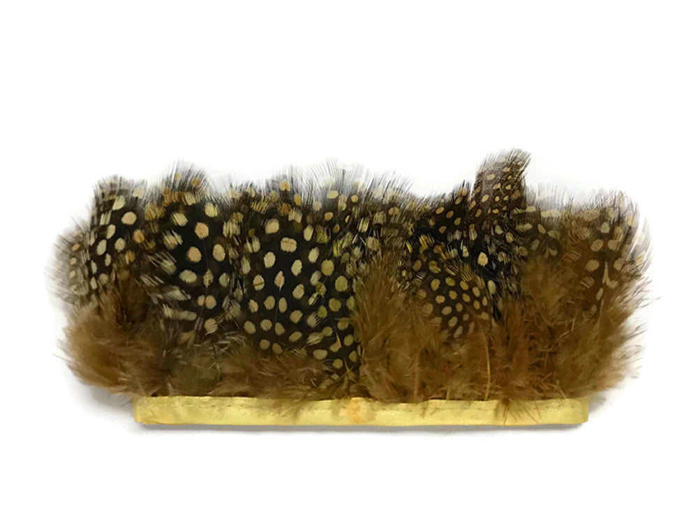 1 Yard - Mustard Yellow Guinea Hen Plumage Feather Trim