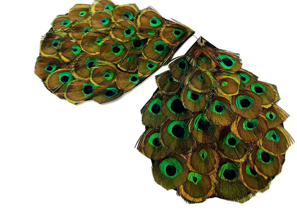 1 Piece - Natural Trimmed Small Eye Iridescent Green Peacock Feather Pad