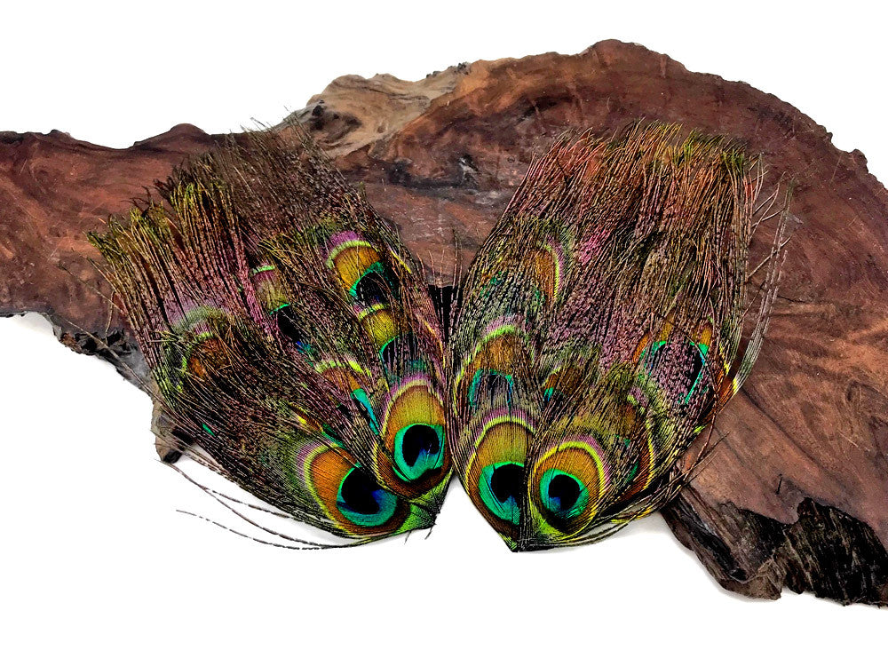 1 Piece - Natural Iridescent Green Uncut Peacock Eye Handmade Feather Pad