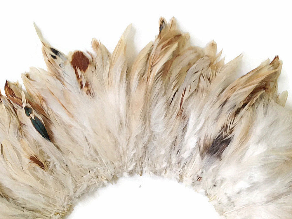 1 Yard - Natural Beige Strung Rooster Schlappen Wholesale Feathers (Bulk)