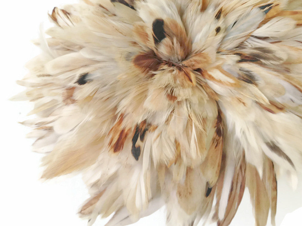 4 Inch Strip - Natural Beige Strung Rooster Schlappen Feathers