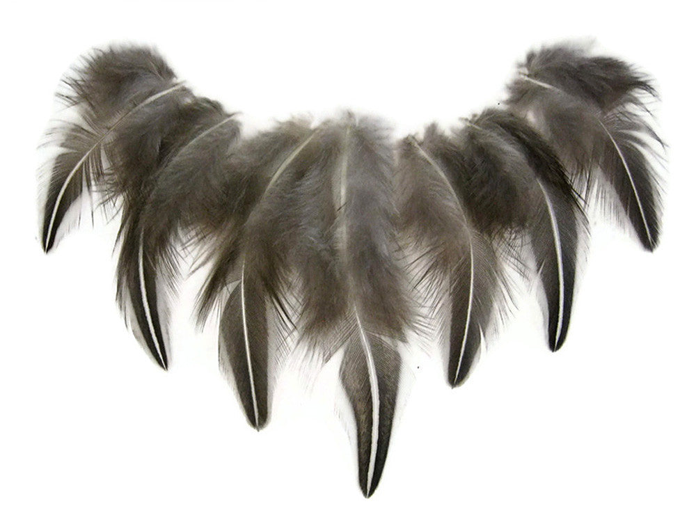 10 Pieces - Natural Black And White Jungle Cock Loose Feather