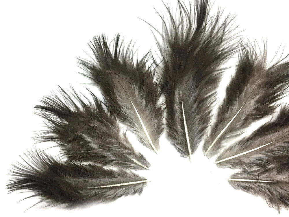 1 Dozen - Natural Black Rooster Chickabou Fluff Feathers