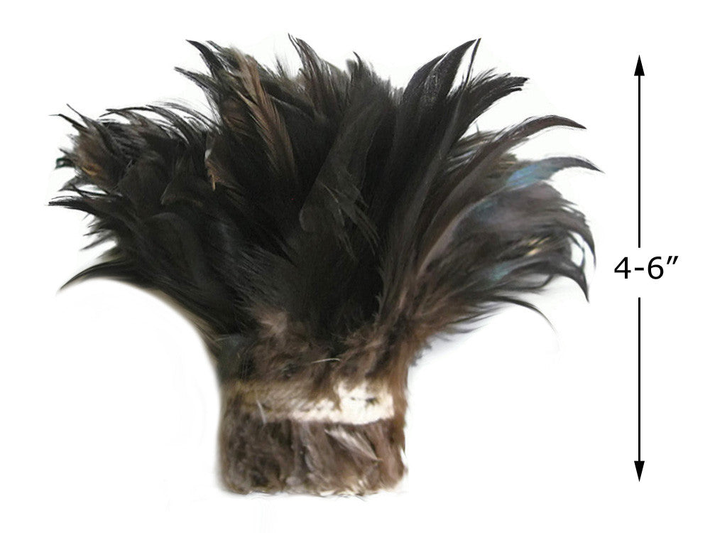 4 Inch Strip - 4-6" Natural Black Bronze Strung Chinese Rooster Saddle Feathers