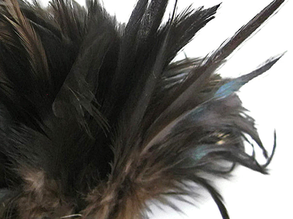 4 Inch Strip - 4-6" Natural Black Bronze Strung Chinese Rooster Saddle Feathers