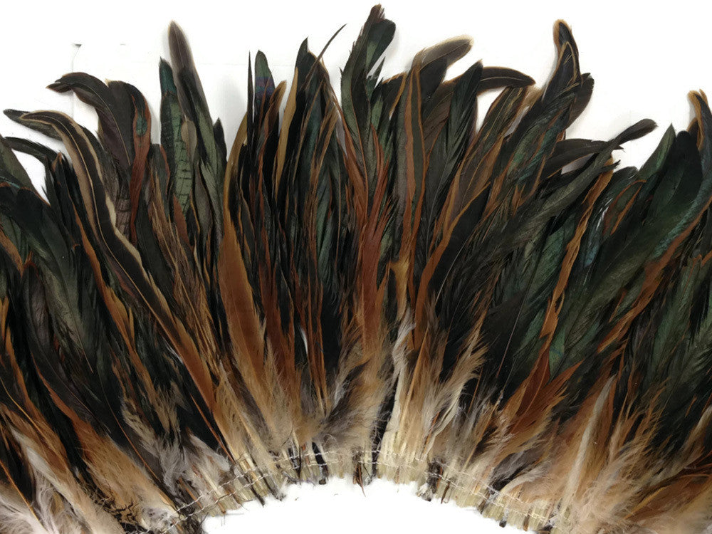 1/2 Yard - Natural Brown Half Bronze Coque Tail Strung Wholesale Feathers (Bulk)