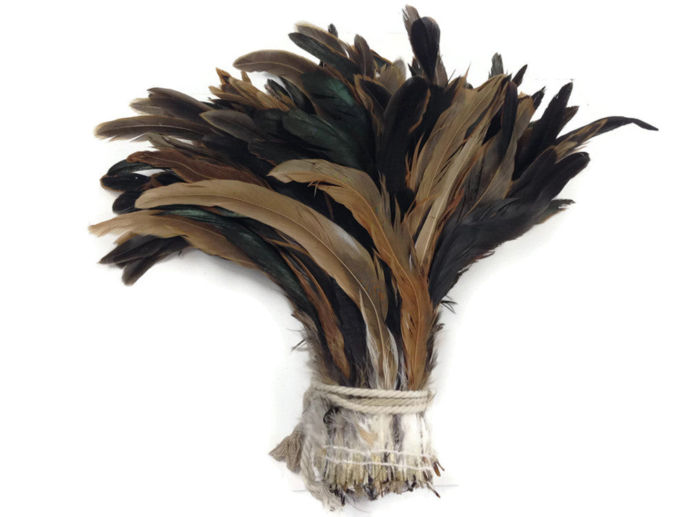 1/2 Yard - Natural Brown Half Bronze Coque Tail Strung Wholesale Feathers (Bulk)