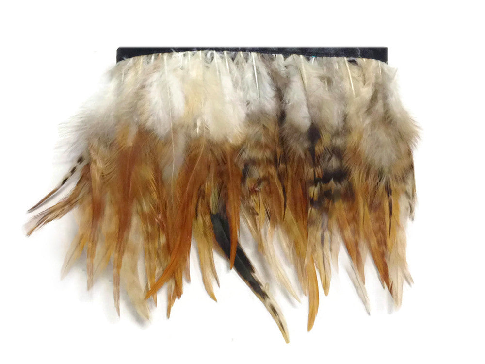 1 Yard - Natural Brown Chinchilla Rooster Feathers Trim