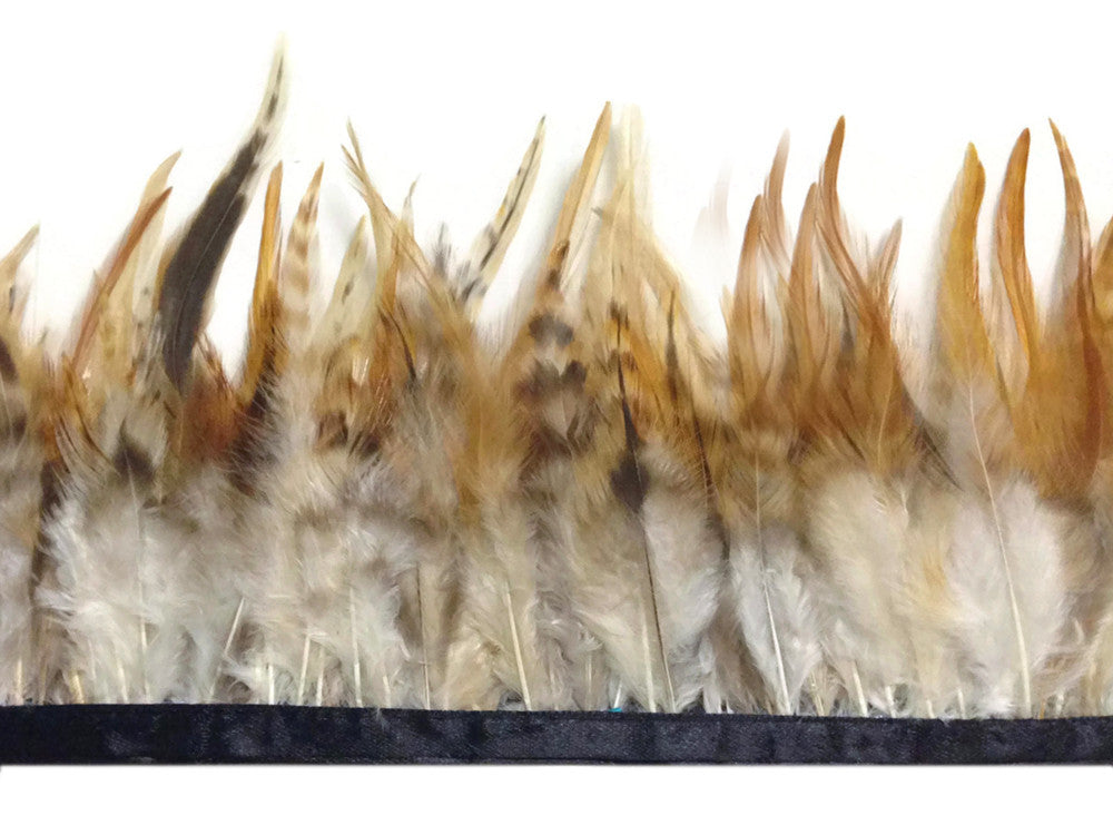 1 Yard - Natural Brown Chinchilla Rooster Feathers Trim