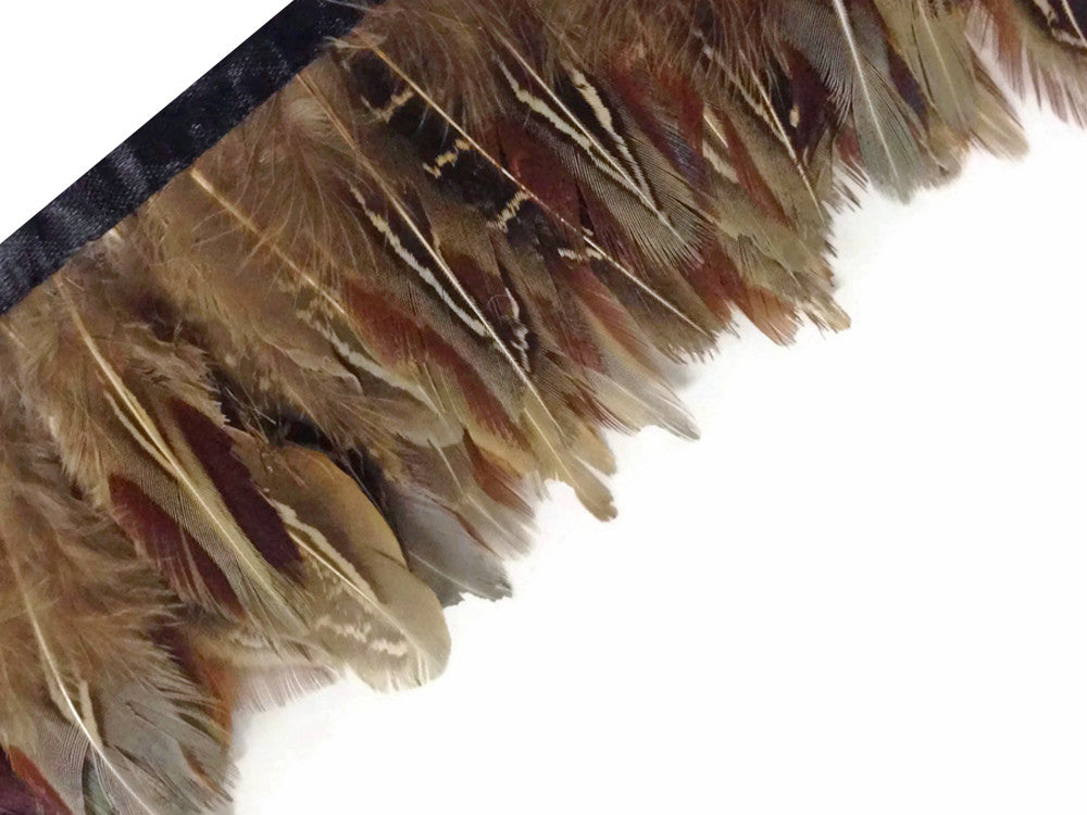 1 Yard - Natural Brown Ringneck Pheasant Plumage Feather Trim