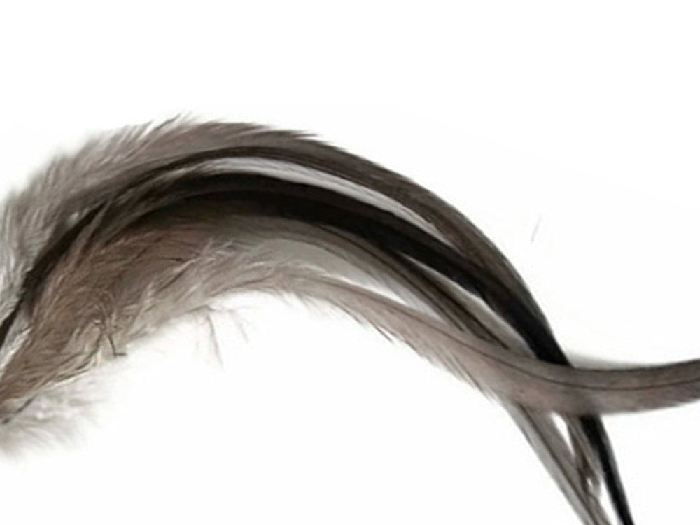 1 Dozen - Medium Solid Natural Dark Dun Rooster Saddle Whiting Hair Extension Feathers