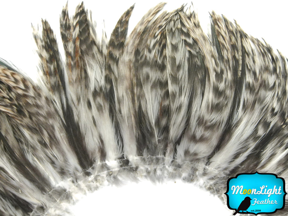 1 Yard - Grey Chinchilla Strung Rooster Neck Hackle Wholesale Feathers (Bulk)